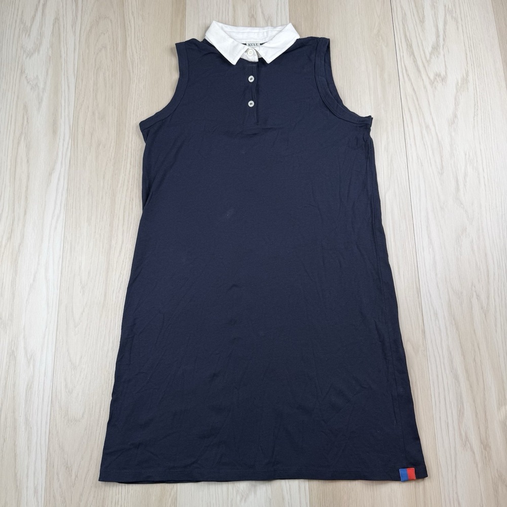 Kule Sleeveless Polo Mini Dress 100% Organic Cotton Navy Womens Size S Small